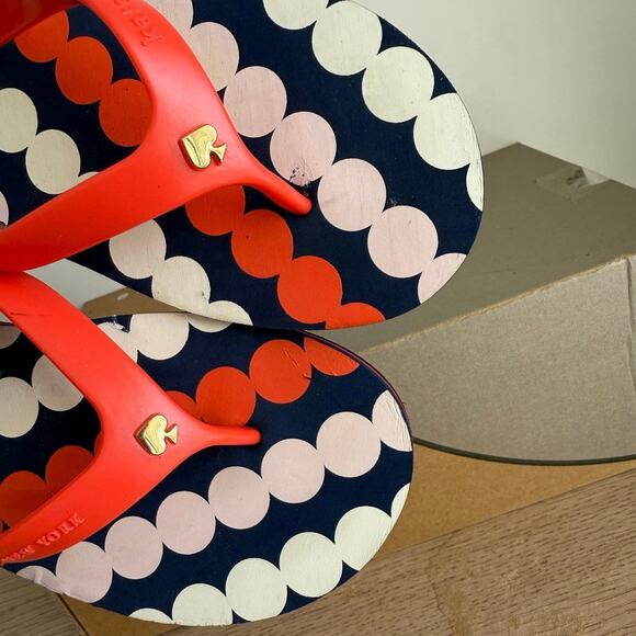 KATE SPADE New York Fifi Navy Orange Polka Dot Women Flip Flops  - SZ 8 - Picture 10 of 10